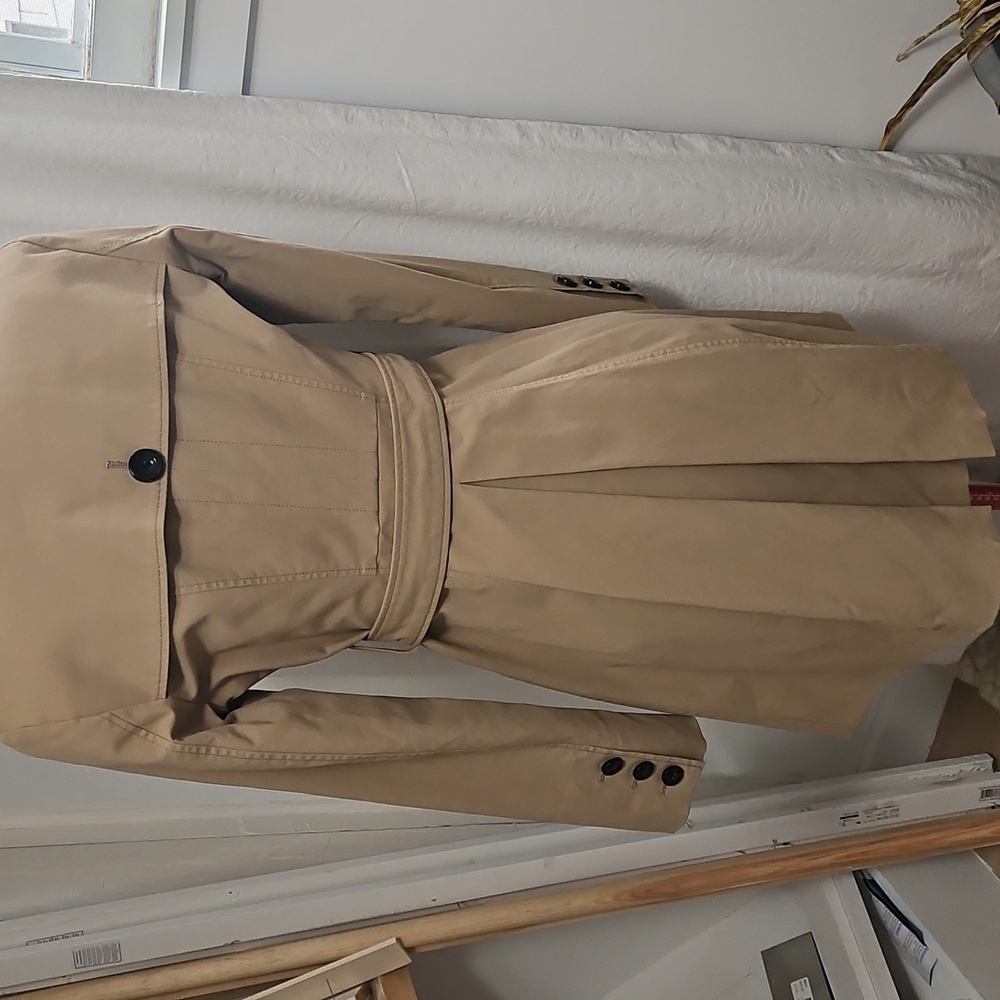 New York & Company Camel Double-Breasted Trench Coat - Picture 3 of 3